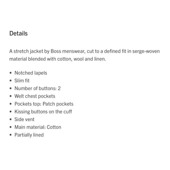 Hugo Boss Slim-Fit Micro-Patterned Jacket Blue Checkered Linen Cotton Blend Sz L - Picture 6 of 16